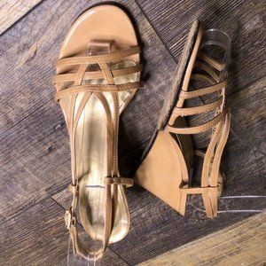Strappy Wedge Sandals Tan Size 6.5